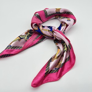 Pink rose edge vintage silk scarf